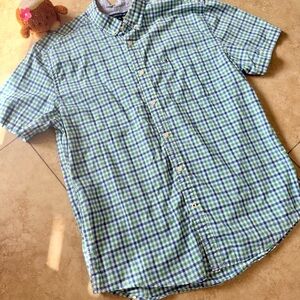 Tommy Hilfiger Blue and Green Plaid Shirt